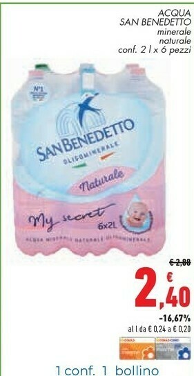 Conad San Benedetto Acqua Minerale Naturale offerta