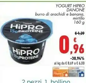 Conad Hipro Danone Yogurt Burro Di Arachidi E Banana, Mirtillo offerta