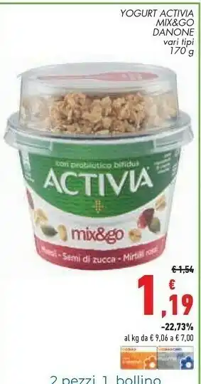 Conad Danone Yogurt Activia Mix&go offerta