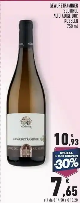 Conad City Kössler Gewurztraminer Sudtirol Alto Adige Doc offerta