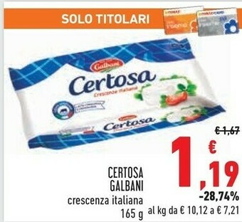 Conad Galbani Certosa Crescenza 165 G(ml) offerta