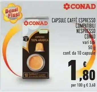 Conad Nespresso Conad Capsule Espresso offerta