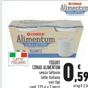 Conad Conad Alimentum Yogurt Senza Lattosio Latte Italiano offerta