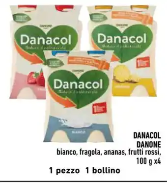 Conad DANACOL DANONE bianco, fragola, ananas, frutti rossi, 100 g x 4 offerta