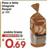 Despar Despar - Pane Integrale A Fette 400 G(ml) offerta