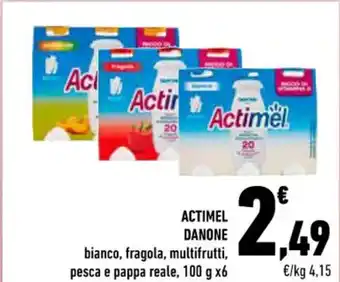 Conad Superstore ACTIMEL DANONE bianco, fragola, multifrutti, pesca e pappa reale, 100 g x6 offerta