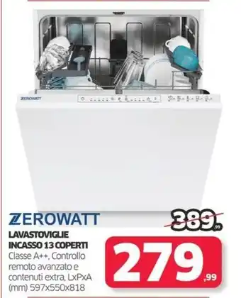 ZEROWATT LAVASTOVIGLIE INCASSO 13 COPERTI