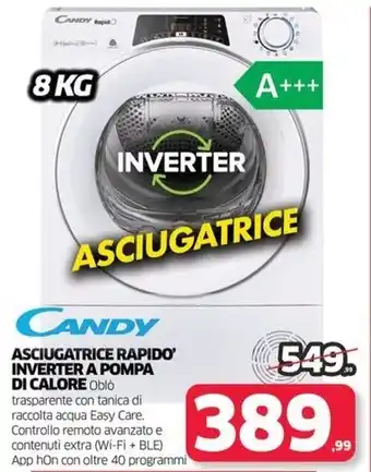 Telitaly CANDY ASCIUGATRICE RAPIDO' INVERTER A POMPA DI CALORE offerta