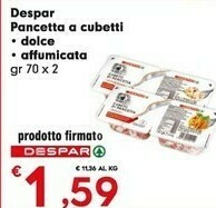 Despar Despar Pancetta A Cubetti Dolce offerta