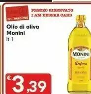 Despar Monini Olio Extra Vergine Di Oliva 1000 G(ml) offerta