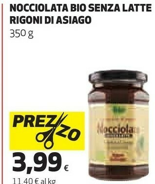Coop Rigoni di Asiago - Nocciolata Senza Latte Crema di Cacao e Nocciole Biologica 350 g(ml) offerta