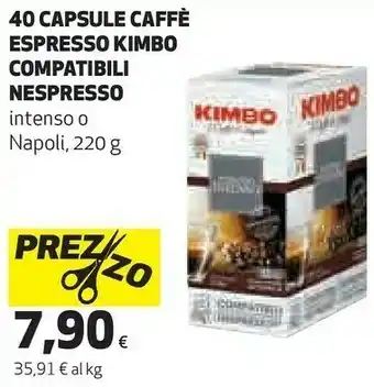 Coop Kimbo 40 Capsule Caffe Espresso Compatibili Nespresso offerta