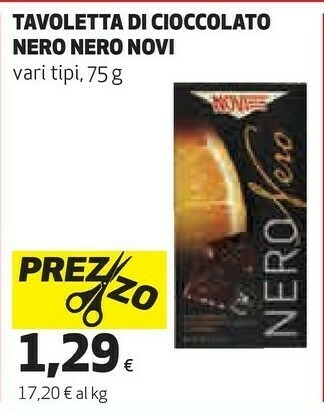 Coop Novi Tavoletta Di Cioccolato Nero Nero offerta