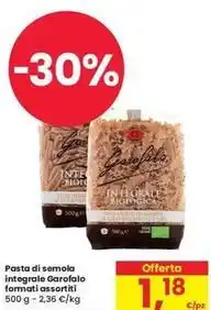 Eurospar Pasta di semola integrale Garofalo formati assortiti 500 g offerta