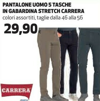 Coop Carrera Pantalone Uomo 5 Tasche In Gabardina Stretch offerta