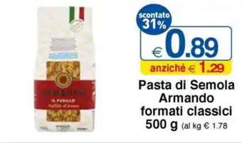 Pasta di Semola Armando formati classici 500 g