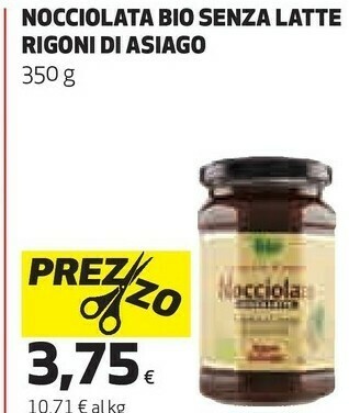 Coop Rigoni di Asiago - Nocciolata Senza Latte Crema di Cacao e Nocciole Biologica 350 g(ml) offerta