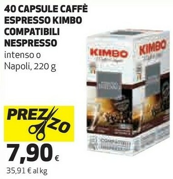 Coop Kimbo 40 Capsule Caffe Espresso Compatibili Nespresso offerta