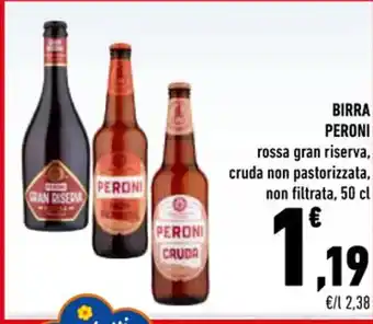 Conad Superstore BIRRA PERONI rossa gran riserva, cruda non pastorizzata, non filtrata, 50 cl offerta