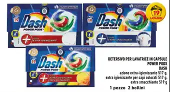 Conad Superstore DETERSIVO PER LAVATRICE IN CAPSULE POWER PODS DASH azione extra-igienizzante 517 g offerta
