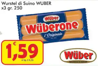 Paghi Poco Wüber Wurstel di Suino x3 250gr. offerta