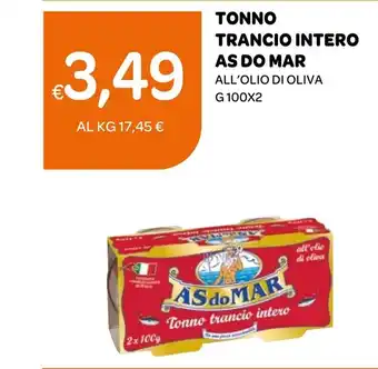 Ekom TONNO TRANCIO INTERO AS DO MAR ALL'OLIO DI OLIVA G 100X2 offerta