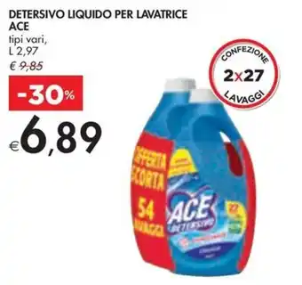 Bennet DETERSIVO LIQUIDO PER LAVATRICE ACE tipi vari, L2,97 offerta
