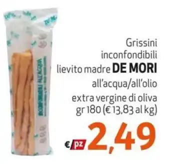Maxi Family Grissini inconfondibili lievito madre DE MORI all'acqua/all'olio extra vergine di oliva gr 180 offerta