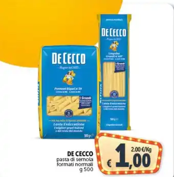 Deco Supermercati DE CECCO pasta di semola formati normali offerta