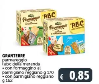 Deco Supermercati GRANTERRE parmareggio l'abc della merenda con formaggino al parmigiano reggiano g 170 offerta