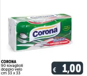 Deco Supermercati CORONA 90 tovaglioli doppio velo cm 33 x 33 offerta