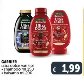 GARNIER ultra dolce vari tipi shampoo ml 250 balsamo ml 200