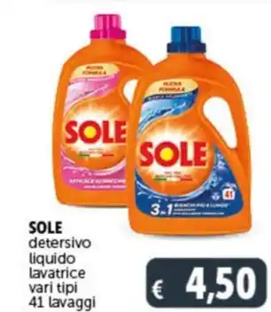 Deco Supermercati SOLE detersivo liquido lavatrice vari tipi 41 lavaggi offerta