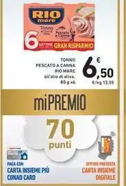 Spazio Conad TONNO PESCATO A CANNA RIO MARE all'olio di oliva offerta