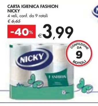 Bennet CARTA IGIENICA FASHION NICKY 4 veli, conf. da 9 rotoli offerta