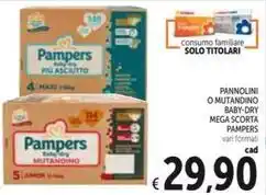 PANNOLINI O MUTANDINO BABY-DRY MEGA SCORTA PAMPERS