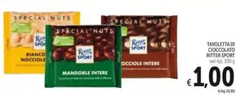 Spazio Conad TAVOLETTA DI CIOCCOLATO RITTER SPORT vari tipi, 100 g offerta