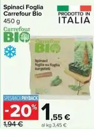 Carrefour Express Spinaci Foglia Carrefour Bio offerta
