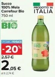 Carrefour Express Succo 100% Mela Carrefour Bio offerta