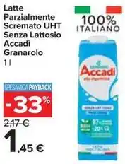 Carrefour Express Latte Parzialmente Scremato UHT Senza Lattosio Accadi Granarolo offerta