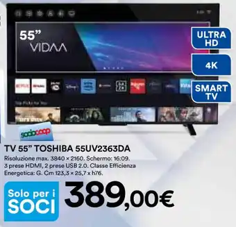 Ipercoop TV 55" TOSHIBA 55UV2363DA offerta