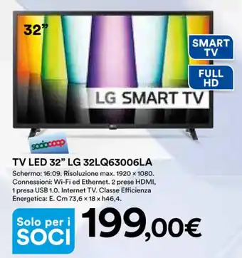 Ipercoop TV LED 32" LG 32LQ63006LA offerta