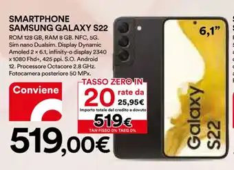 Ipercoop SMARTPHONE SAMSUNG GALAXY S22 offerta