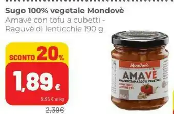 Coop Mondovè Sugo 100% Vegetale offerta