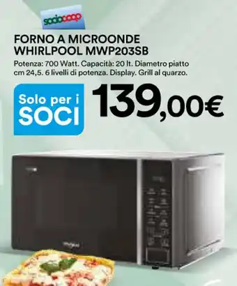 Ipercoop FORNO A MICROONDE WHIRLPOOL MWP203SB offerta