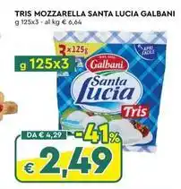 IperFamila TRIS MOZZARELLA SANTA LUCIA GALBANI g 125x3 offerta