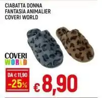 CIABATTA DONNA FANTASIA ANIMALIER COVERI WORLD