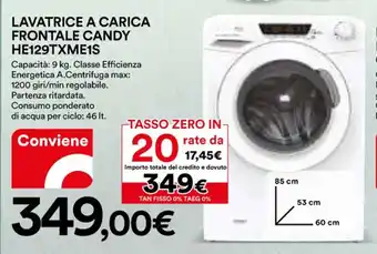 Ipercoop LAVATRICE A CARICA FRONTALE CANDY HE129TXME1S offerta