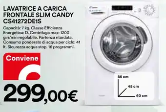 Ipercoop LAVATRICE A CARICA FRONTALE SLIM CANDY CS41272DE1S offerta