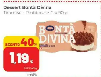 Bontà divina Tiramisù Dessert Al Mascarpone Pan Di Spagna E Salsa Al Caffè 180 G(ml)